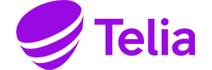 Telia puhelinoperaattorin logo violettina. Logossa lukee violetillä Telia.